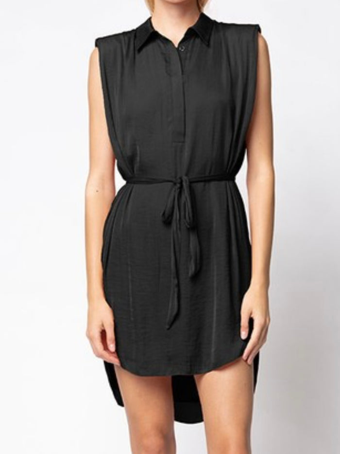 Black Collared Sleeveless Dress