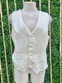Cream Frayed Linen Vest