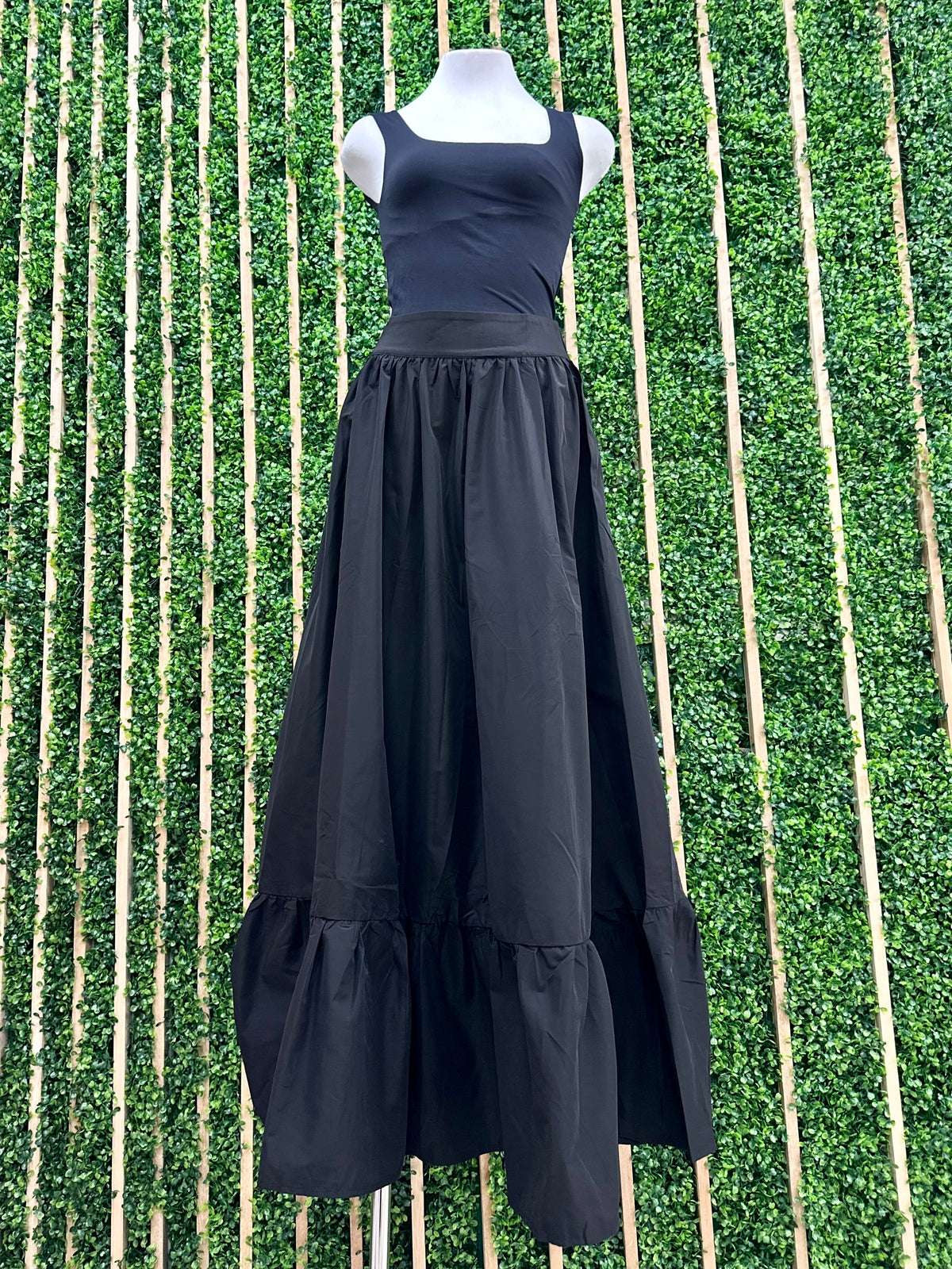 Black Flared Maxi Skirt