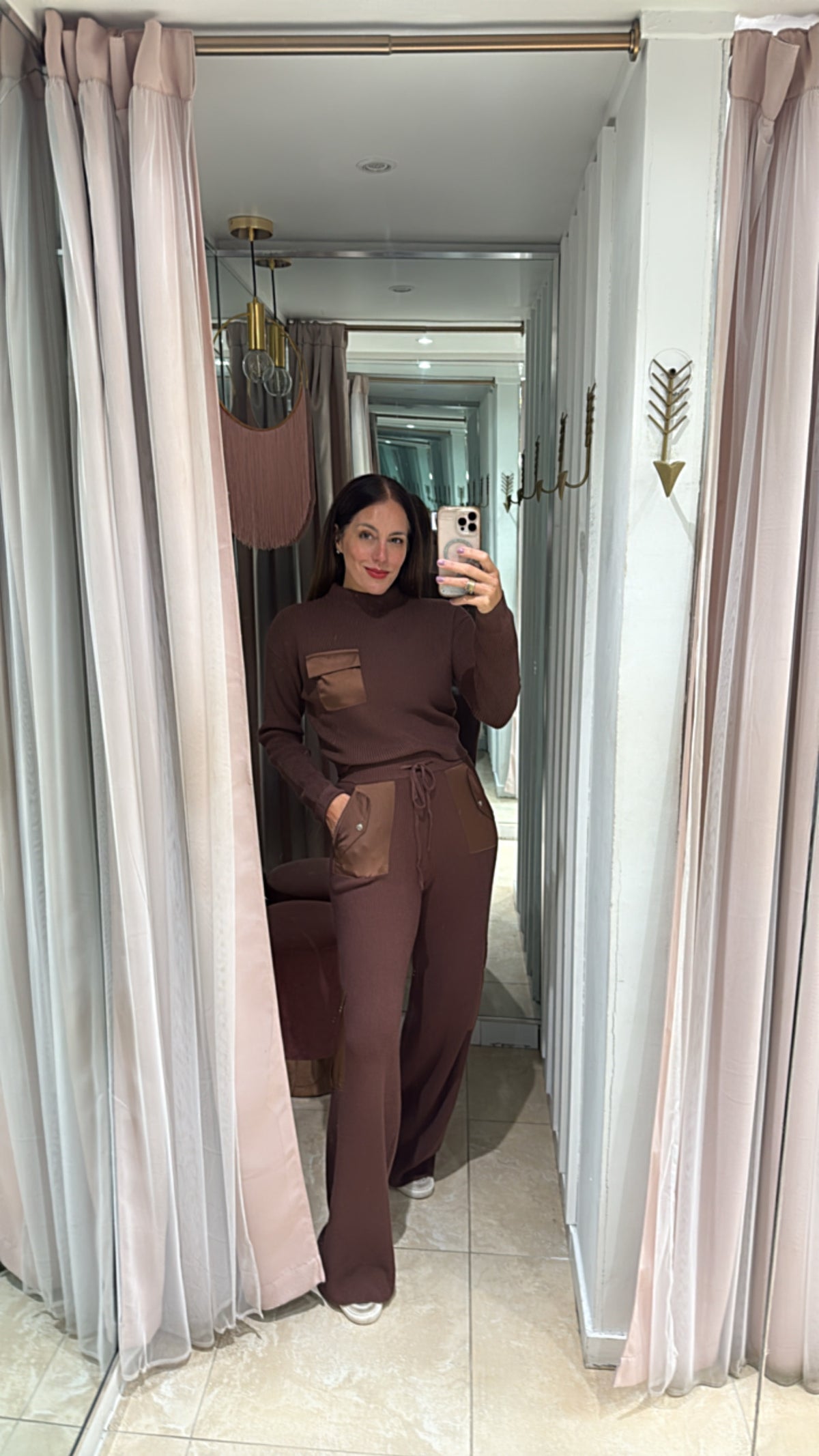 Classy Satin Detail Knit Jogger Set