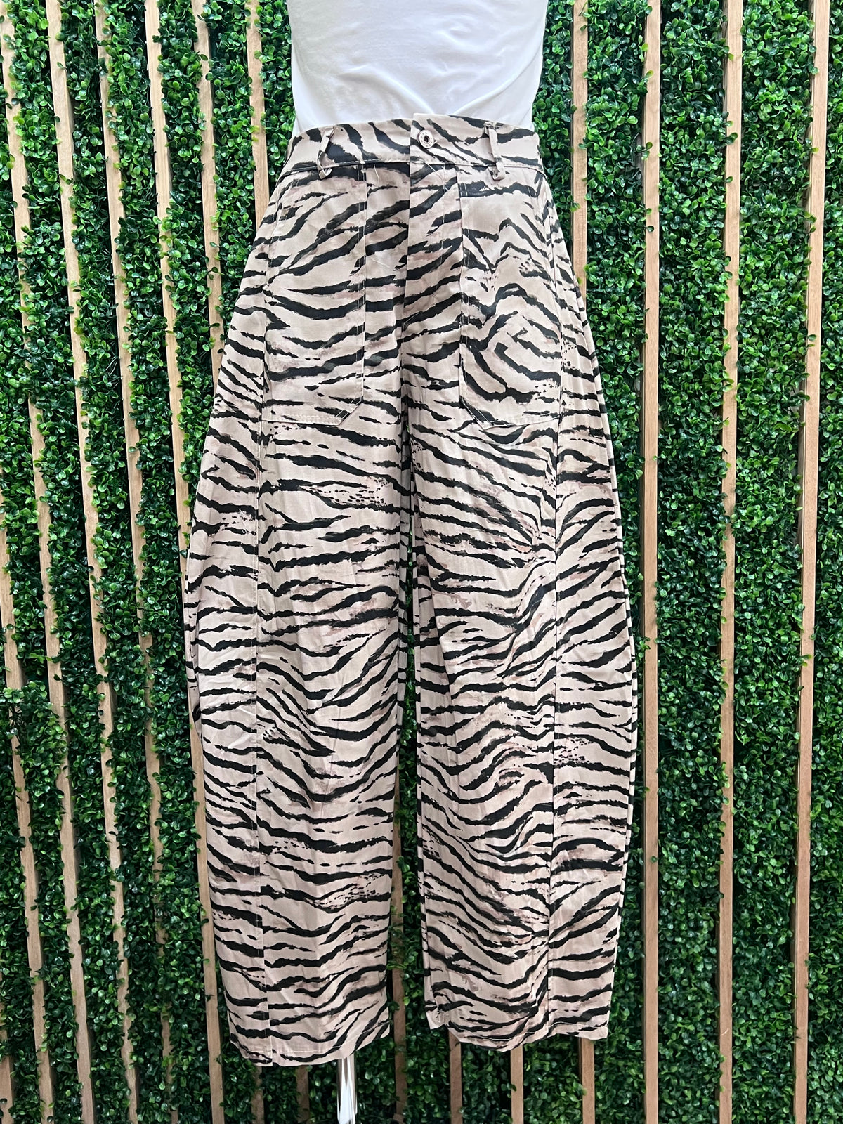 Statement Print Barrel Pants up