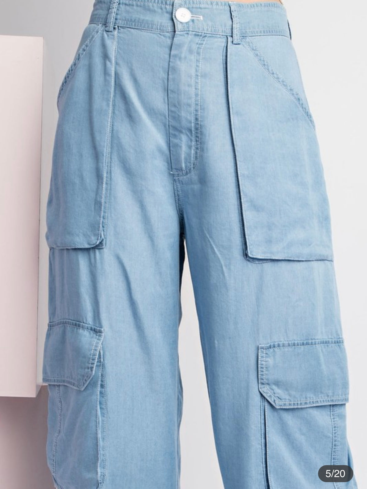 Mineral Wash Denim Cargo Pant