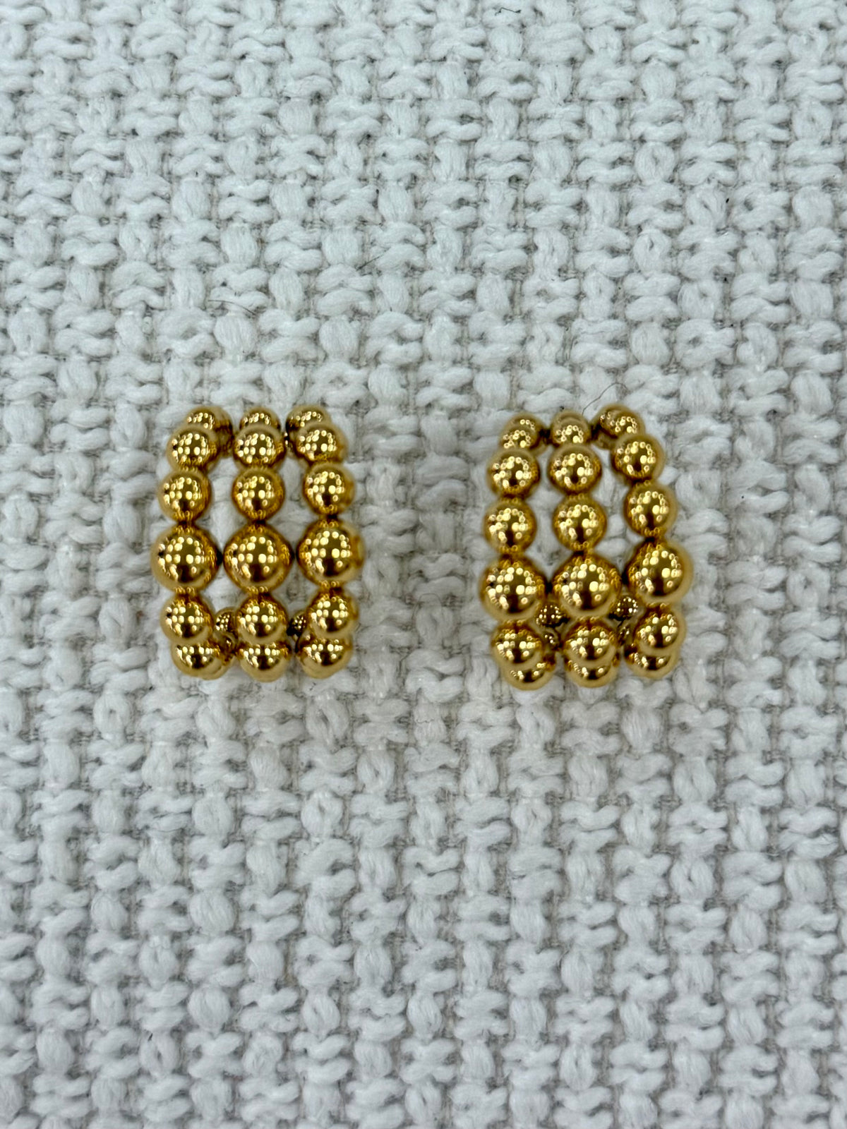 Multi Beads Three Line Small Hoops