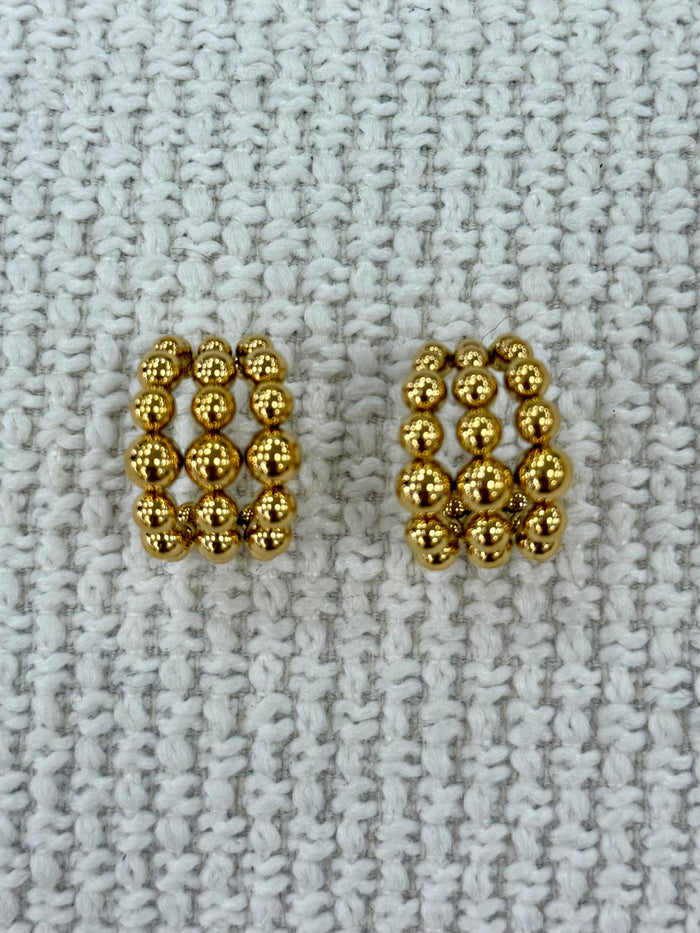 Multi Beads Three Line Small Hoops