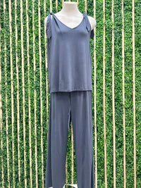 Shoulder Tie Long Pant Set