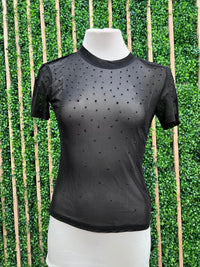 Crystal Studded Mesh Shirt