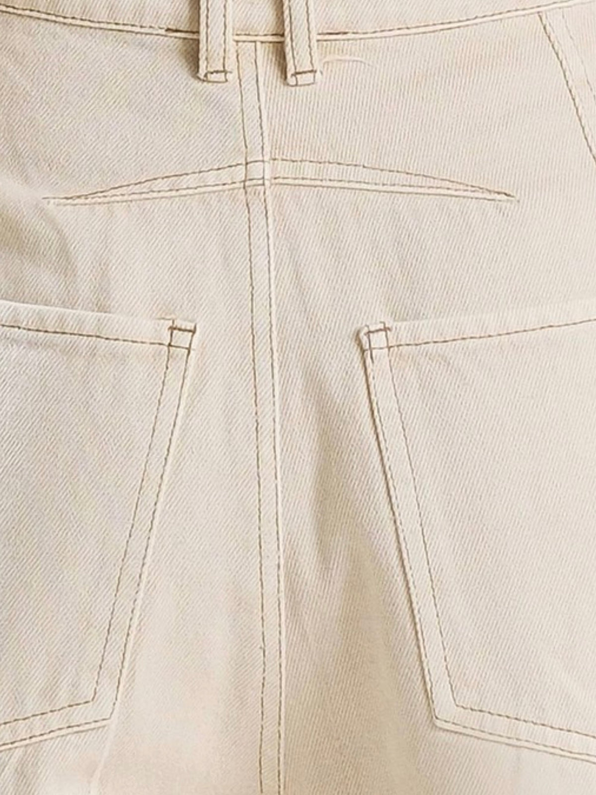 Cream Wide Leg Denim Pant
