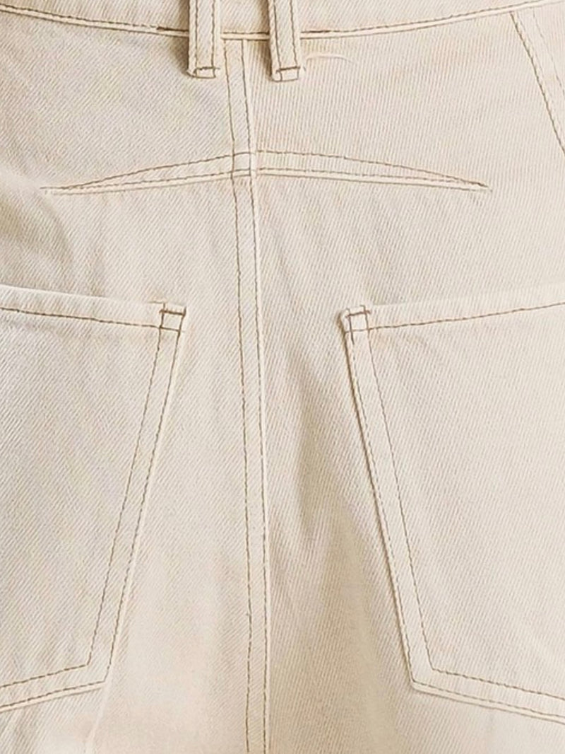 Cream Wide Leg Denim Pant