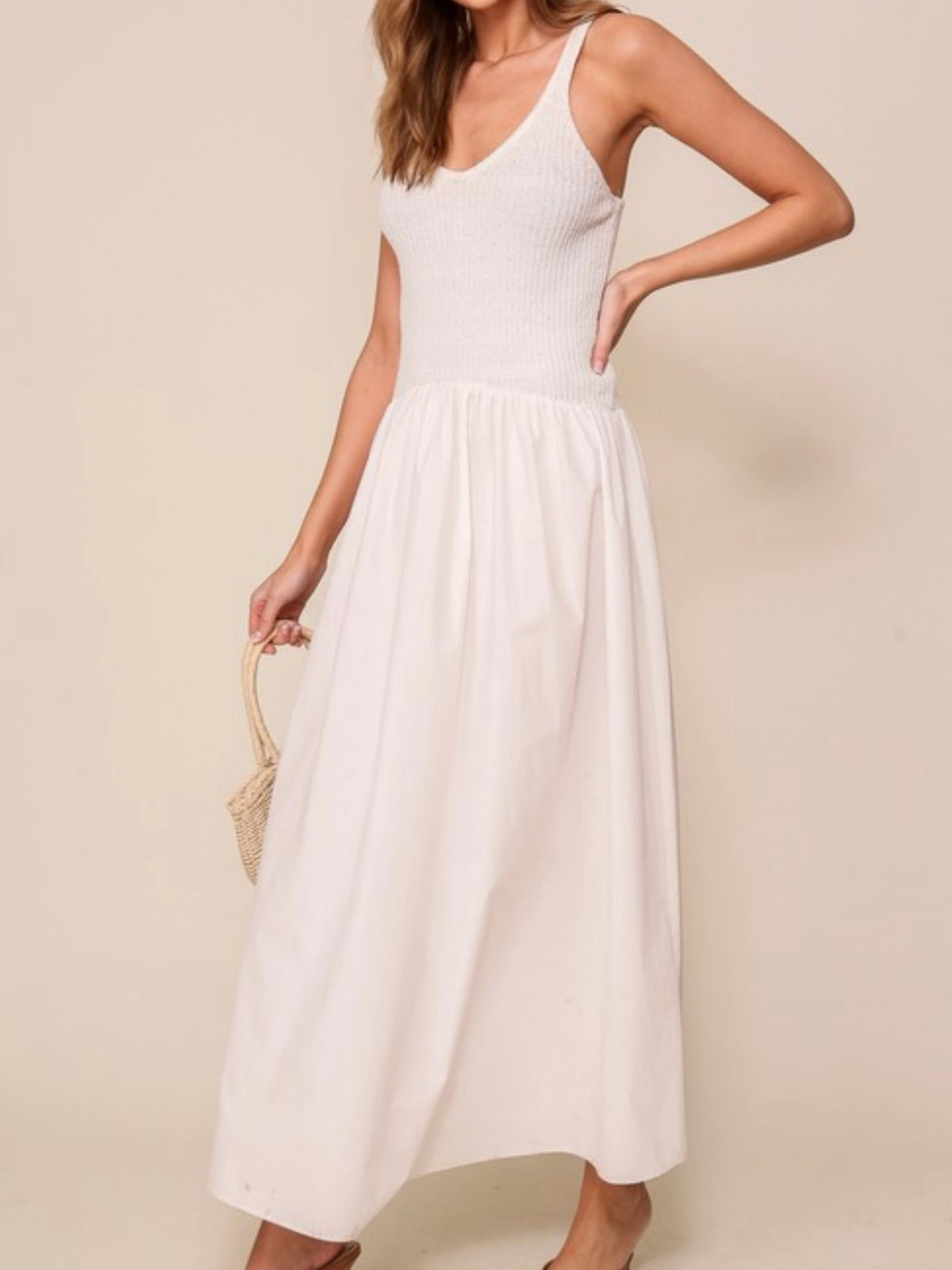 White Knit Top Drop Waist Maxi Dress White Knit Top Drop Waist Maxi Dress