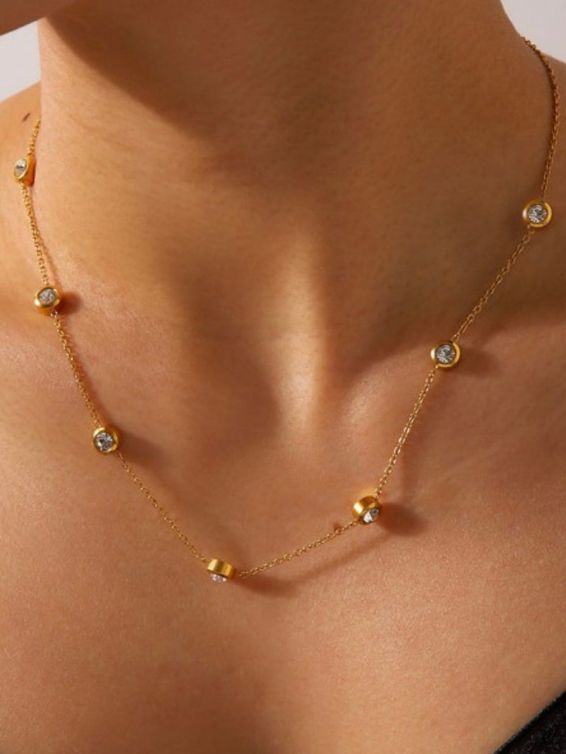 SS Rhinestone & Chain Necklace