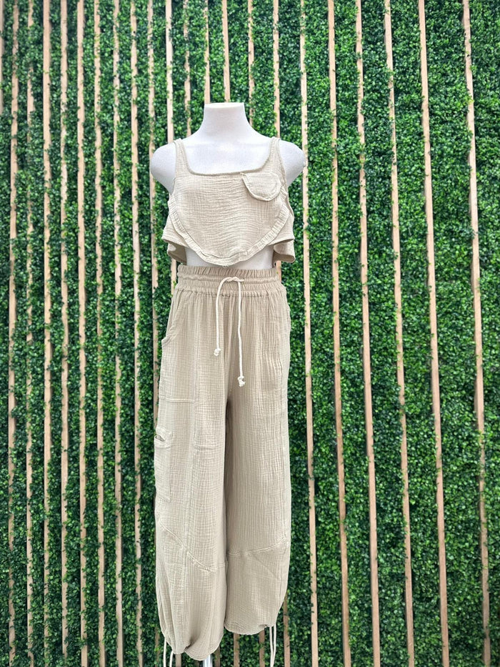 Crop Gauze Pant Set