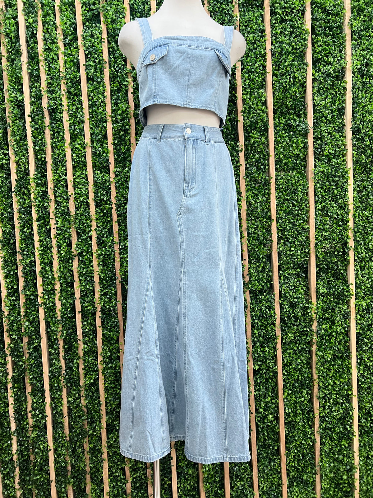 Light Denim Maxi Skirt