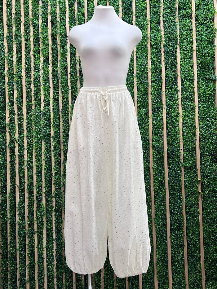 Ivory Black Polka Dot Balloon Pants