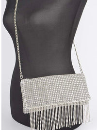 Fringe Detail Rhinestone Clutch