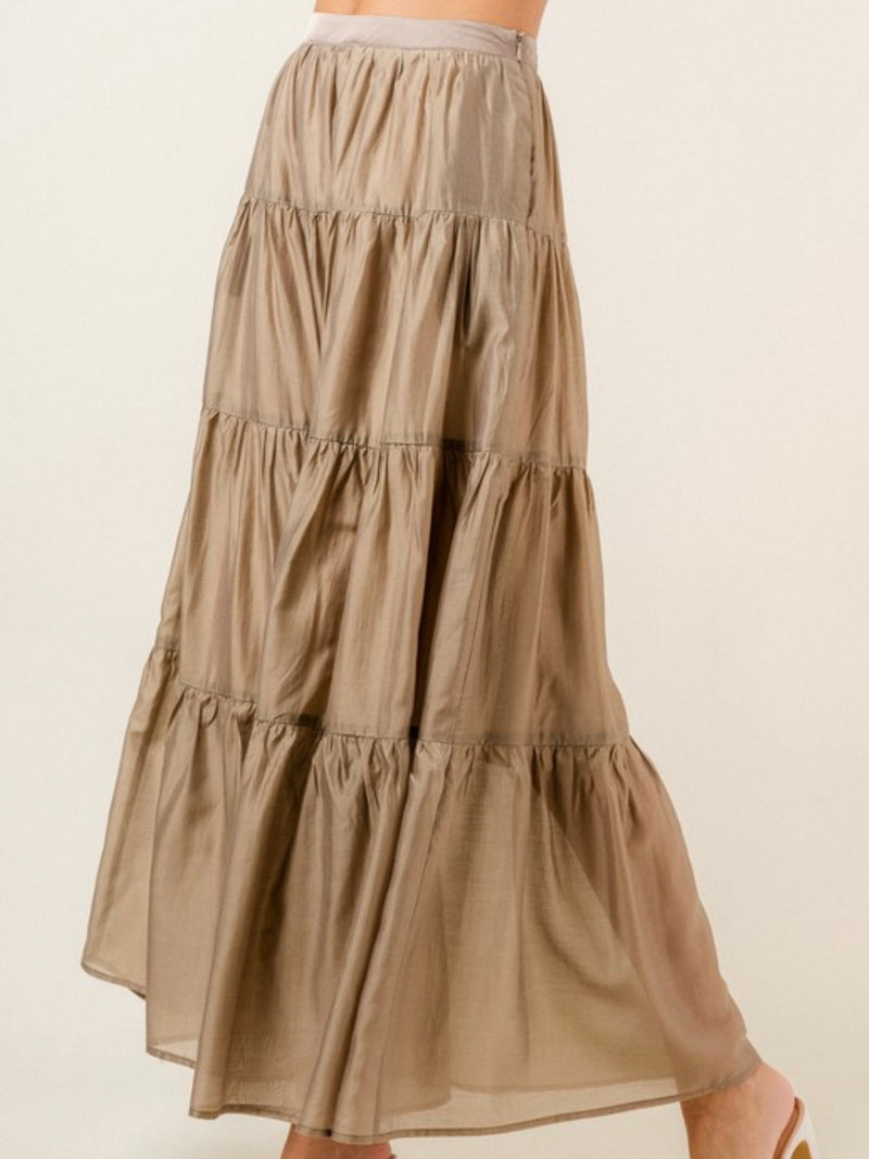 Beautiful Tan Chiffon Maxi Skirt