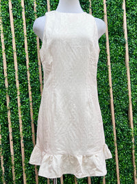 Cream Ruffle Hem Short Dress