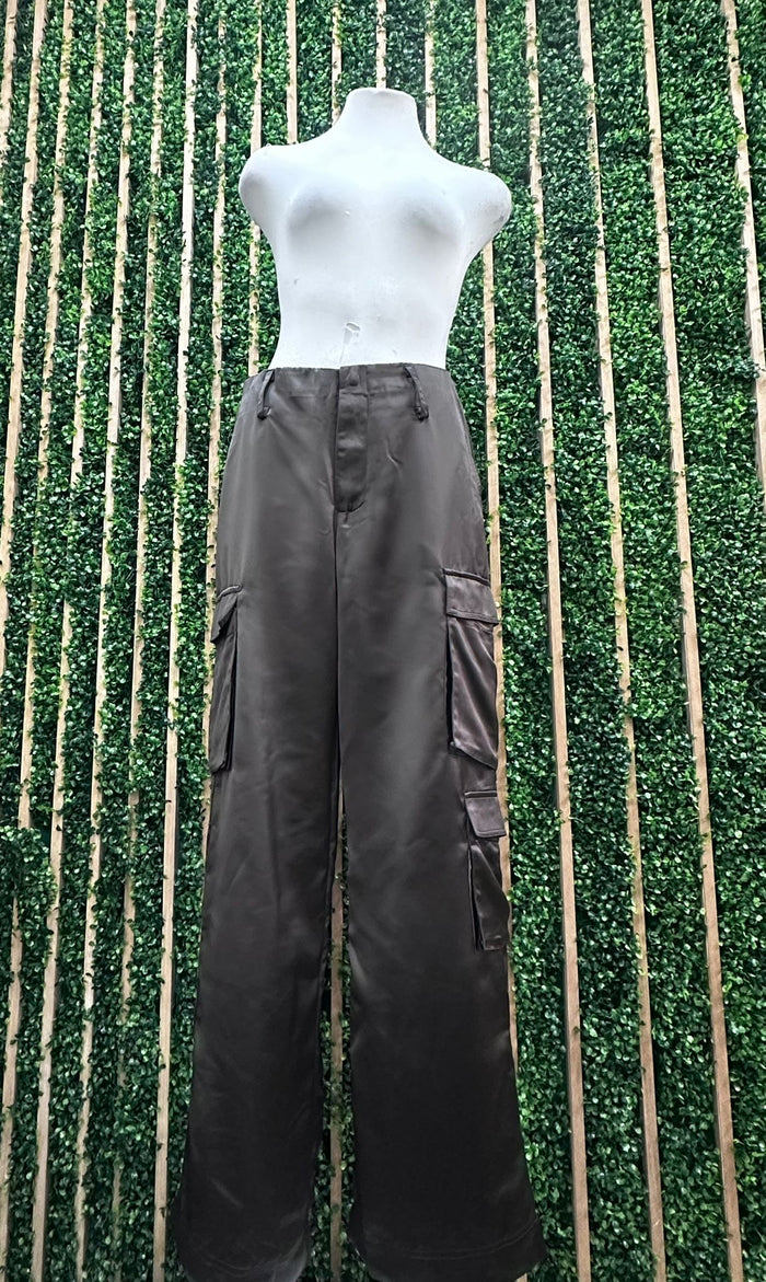 Satin Effect Cargo Pants