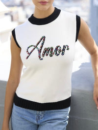 Amor Black Trim Knit Muscle Tank