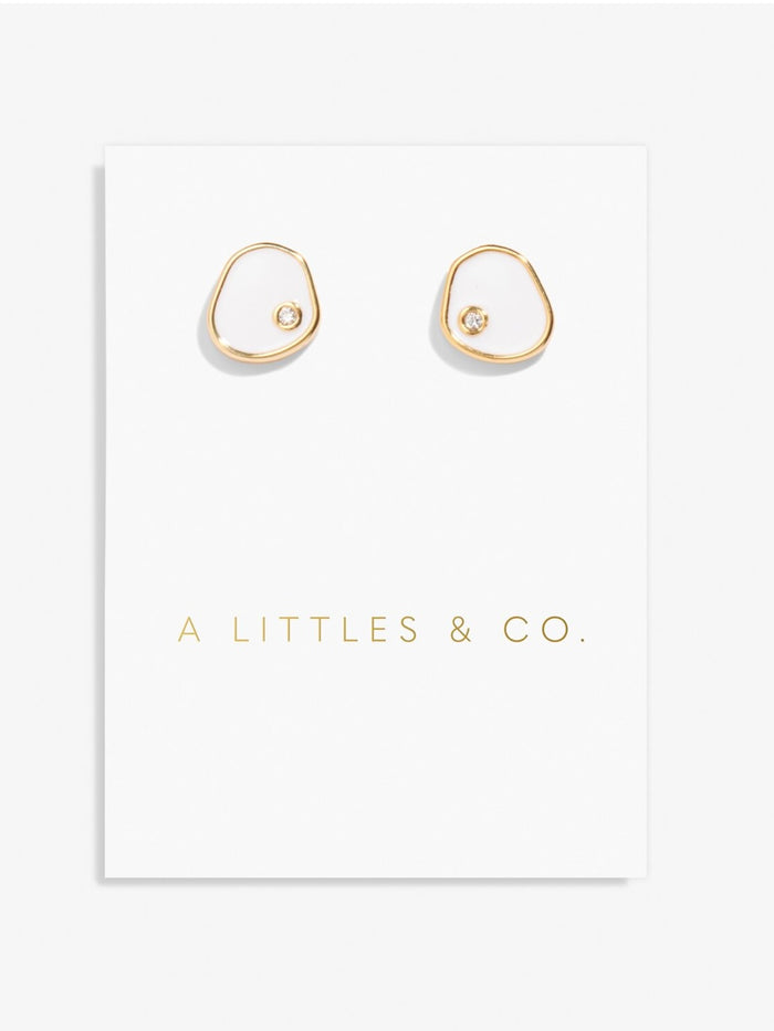 Little Moments Beau White Enamel Stud Earrings