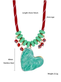 Coastal Heart Charm Beaded Necklace