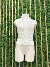 Gold Foil Detail Turtle Neck Crop Top
