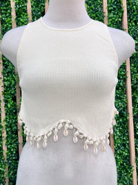 Sea Shell Trim Basic Crop Top