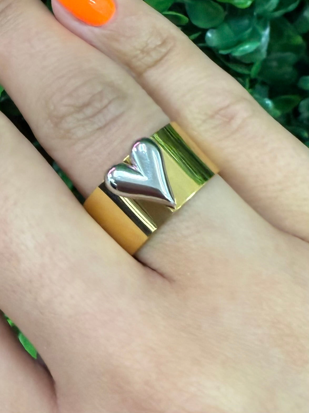Stainless Steel Heart Detail Ring