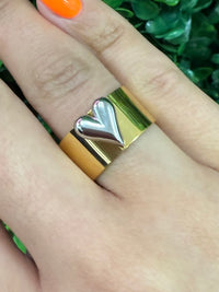Stainless Steel Heart Detail Ring