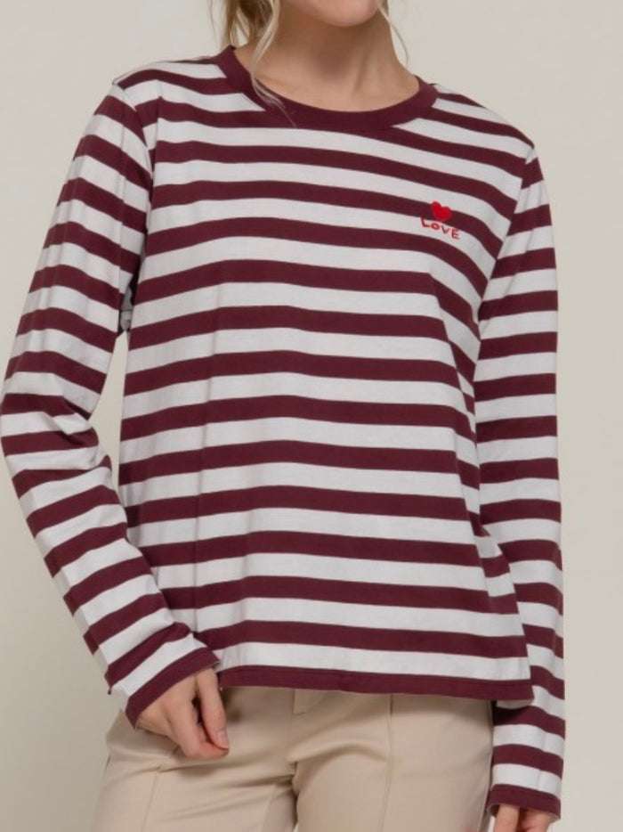 Love Striped Long-Sleeve Tee