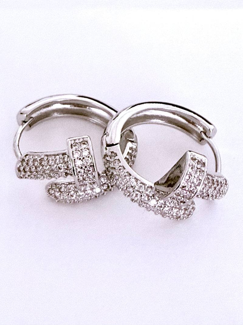 Pave Nail Hoop Earrings