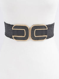 Double C Buckle Raffia Belt