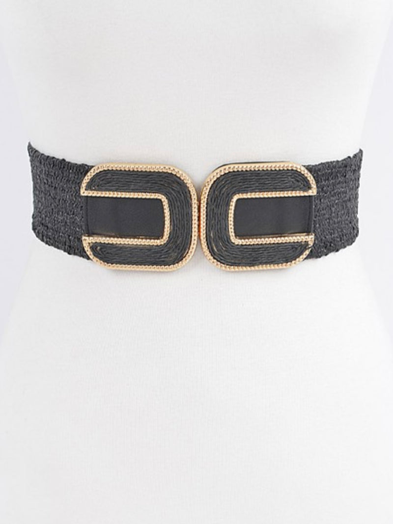 Double C Buckle Raffia Belt