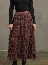 Brown Leopard Mesh Skirt