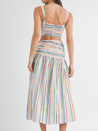 Beautiful Multi Striped Midi Skirt