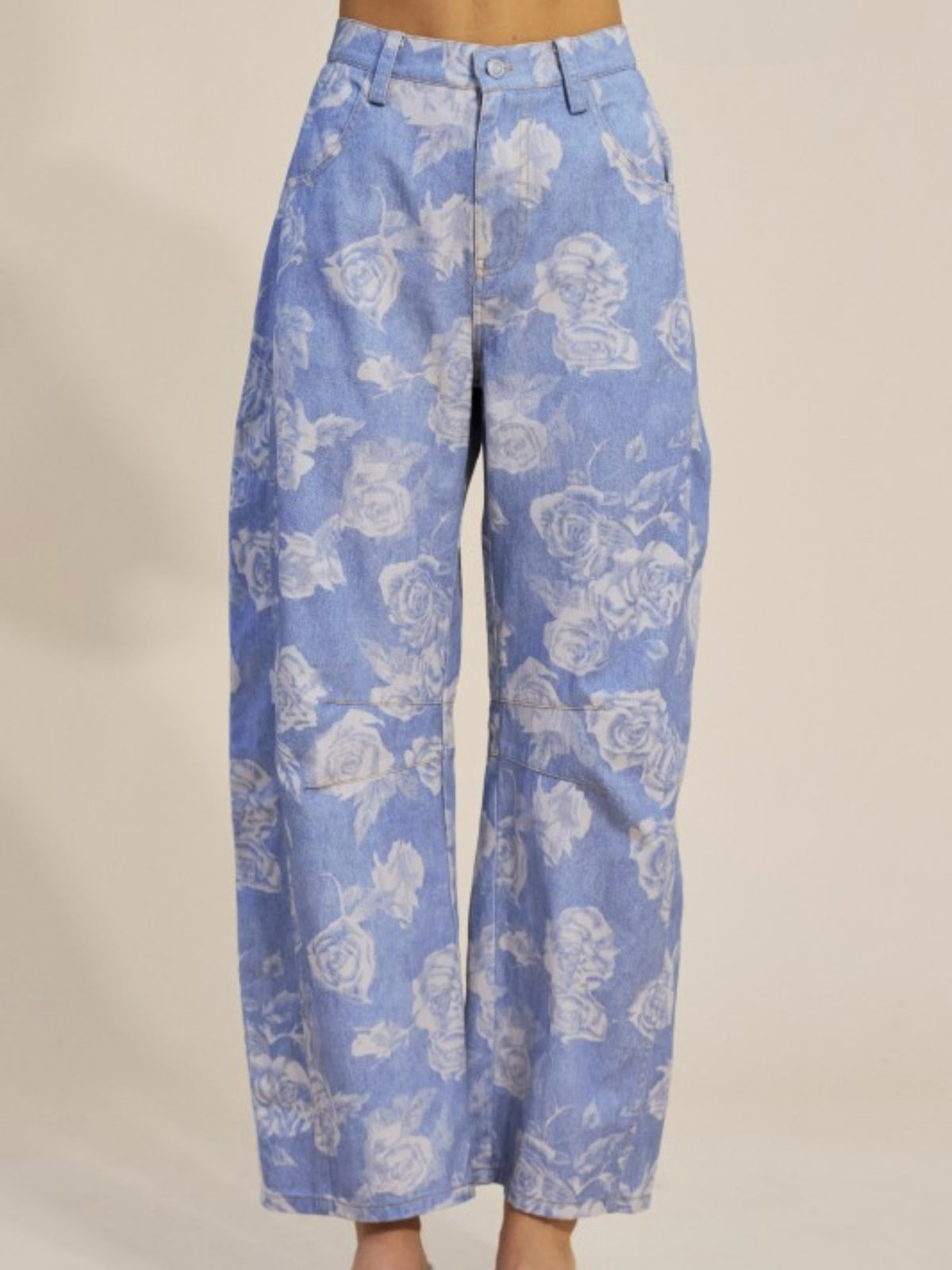 Blue Floral Tie-Front Peplum Top