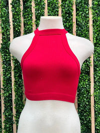 High Neck Ribbed Basic Crop