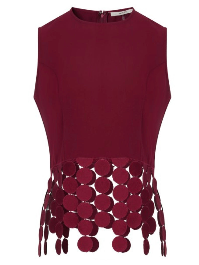 Circle Tassel Trim Sleeveless Top