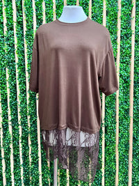 Asymmetrical Lace Detail Shirt Top