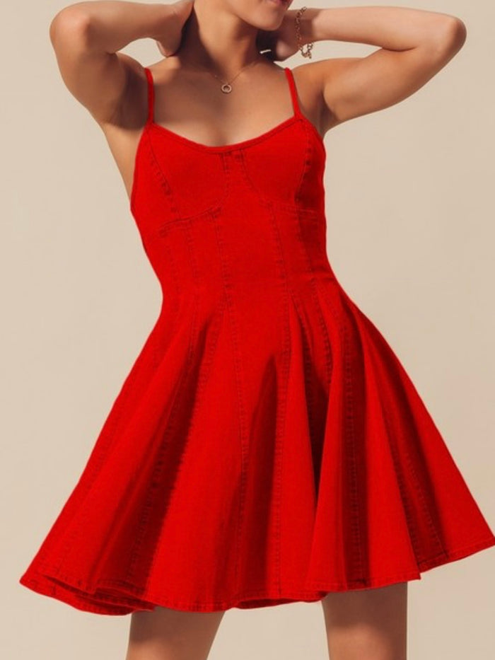 Red A Line Flared Short Dress