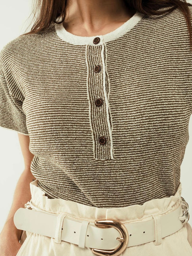 Sage Striped Knit Top