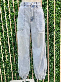 Front Pocket Detail Denim Jogger