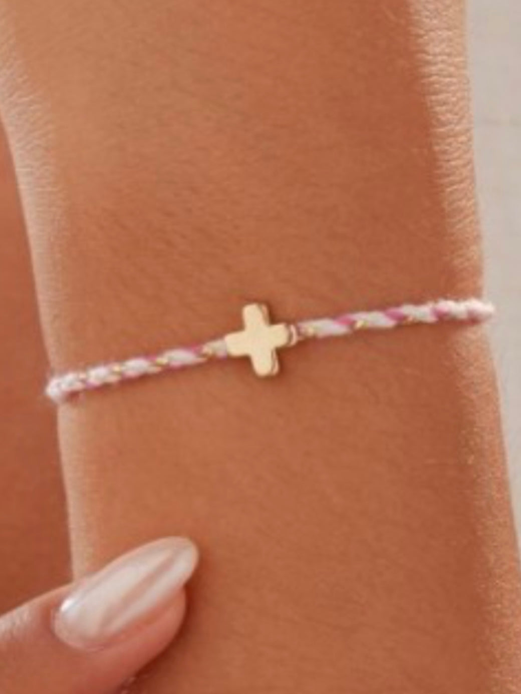 Stainless Steel Corded Cross Bracelet