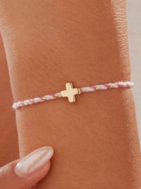 Stainless Steel Corded Cross Bracelet