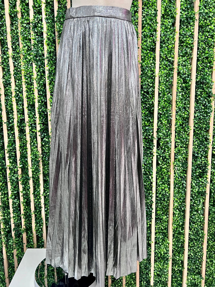 Beautiful Foil Pleated Maxi Skirt