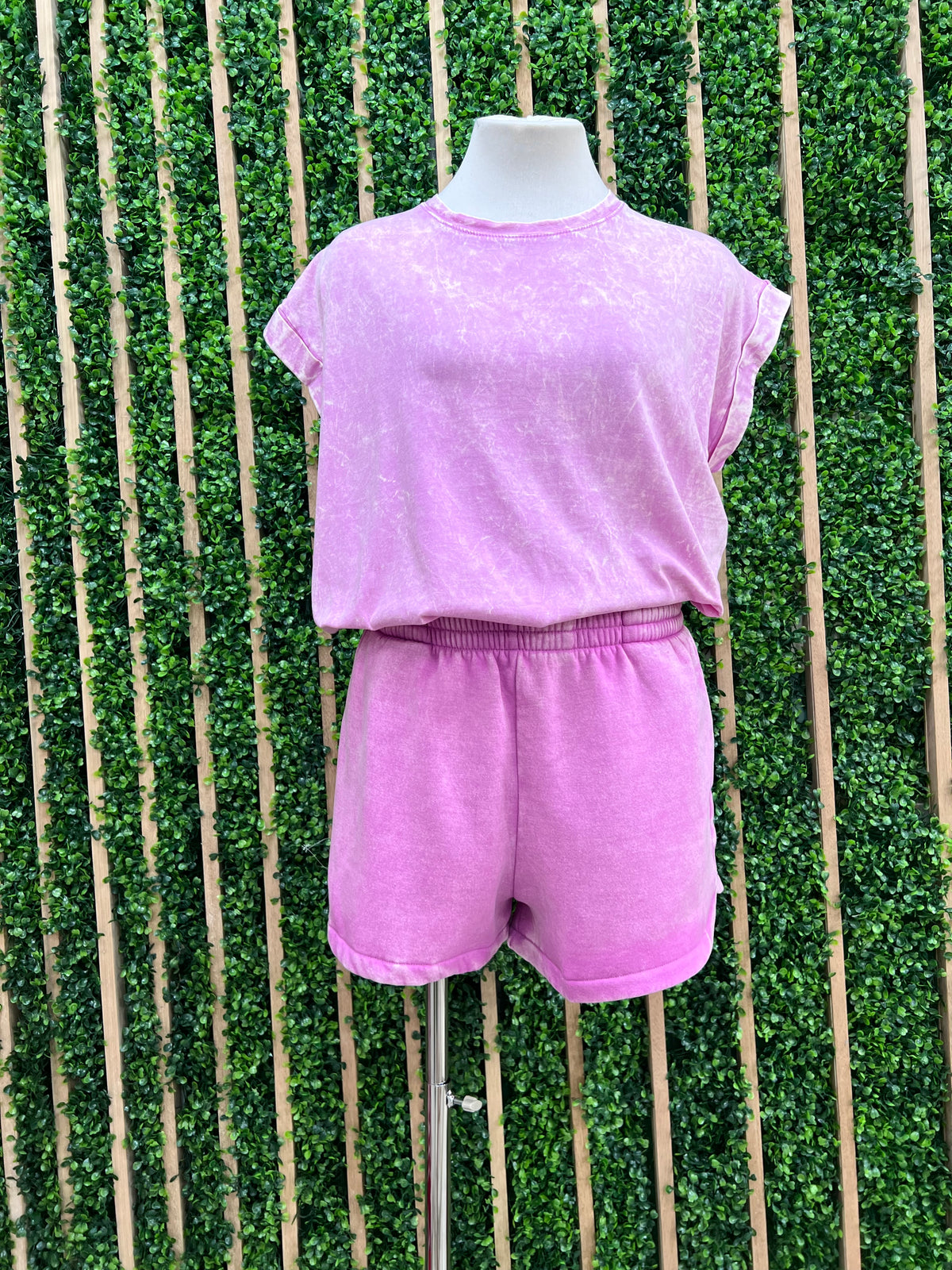 Acid Wash Short Pant Set