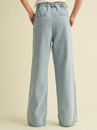 High Waist Belted Wide Leg Denim