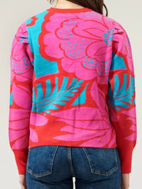 Fuchsia Blue Print Sweater