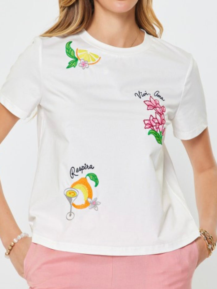 Vive, Ama, Sonríe Embroidered Shirt