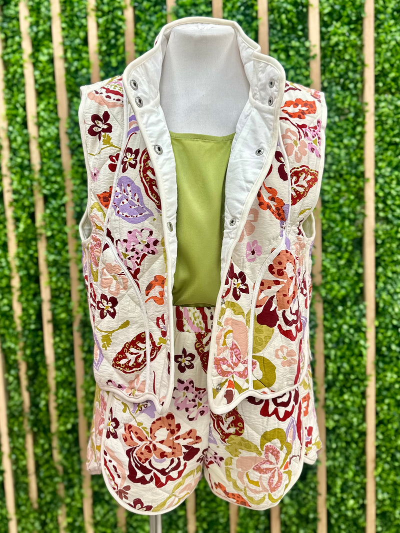 Quilted Floral Vest