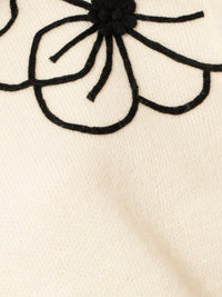 Flower Embroidery Mock Neck Sweater